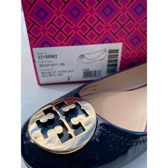 TORY BURCH Reva Ballet Patent Flats in Bright Navy sz 8 w/ Box - Picture 5 of 5